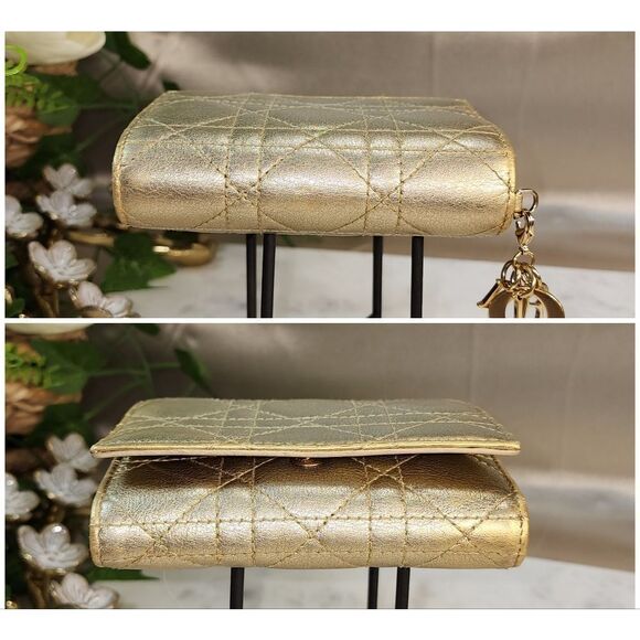 Authentic Dior Cannage Gold Wallet w/ Unbranded Conversion Chain - Picture 9 of 17